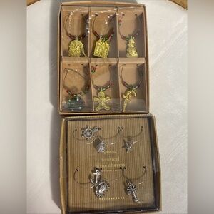 Set of Christmas & Nautica Wine Charms Set of 6 Drink Markers